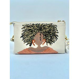 Beige Crossbody Wristlet Elegant Lady Glitz
